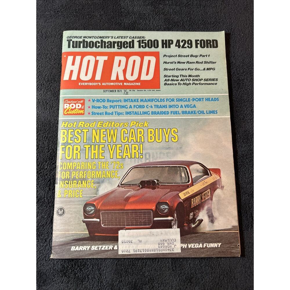 Vintage Original September 1971 Hot Rod Magazine, Vol. 24, No. 9.